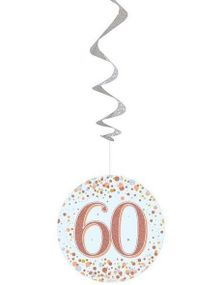 6 stk 60-Års Fødselsdagsfest Hvid og Rosaguld Holografiske Swirls