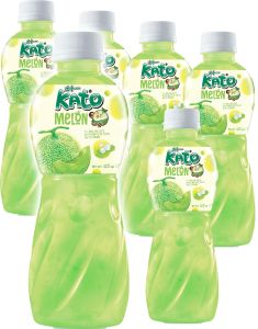 6 stk Kato Fruit Juice Nata De Coco Melon - Juice med Melonsmag og Kokosgeléstykker - Hel Pakke 6x320 ml (Thailand)