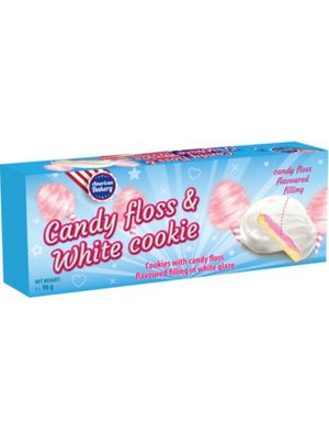 AB Candyfloss & White Cookie - Kiks Dækket i Glasur og Sukkerspindfyld 96 Gram (USA Import)
