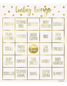 Gullfarget Babyshower Bingosett for 8 Personer
