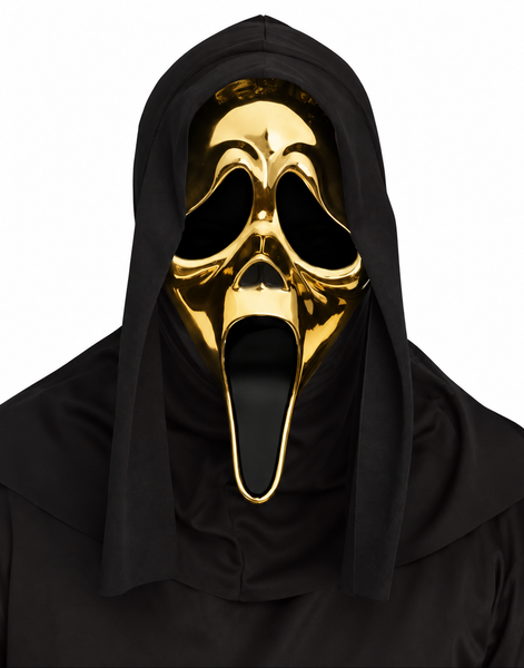 Metallisk Gullfarget Lisensiert Skrik Mask"