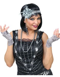 Gråt Flapper Kostumesæt 4 Dele