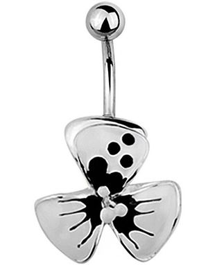 Cute Blossom Navlepiercing - Hvid/Sort
