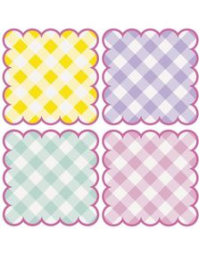 8 stk Fire Forskjellige Rutete Pastell Bordbrikker 31x31 cm