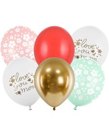 6 stk 30 cm Ballonger - Love You Mom Ballongbukett