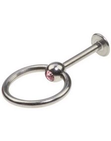 Labret med Rosa Sten og Slavering - 1,2 x 8 mm