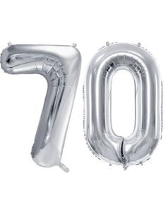 70 år balloner - 86 cm sølv
