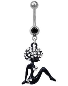 Afro Girl Navlepiercing - Sort