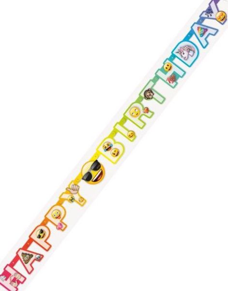 Happy Birthday Banner 182 cm - Emoji Motiv