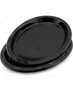 8 stk Sorte Genanvendelige Ovale Plasttallerkener/Serveringsfade 29,5x23 cm