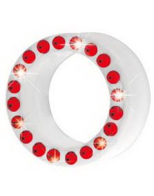 Silikone Piercing Tunnel i Hvid med Røde Sten
