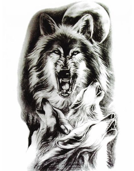 Howling Wolves (Fake Tattoo)