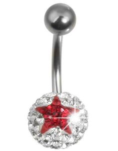 Stardom Navlepiercing - Hvid/Rød