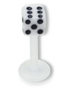 Hvid Labret med Terning - 1.2 x 8 mm