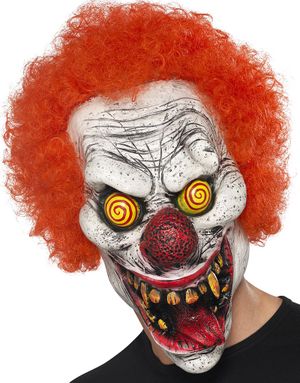 Krøllet Klovnemaske i Latex med Rødt Hår