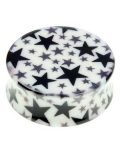 Gennemsigtig Piercing Plug med Sorte Stjerner