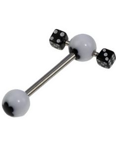 Elegant Tungepiercing med Blomst & Sorte Terninger