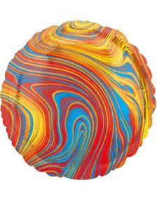 Rød, blå og Gullfarget Marble Folieballong 38 cm