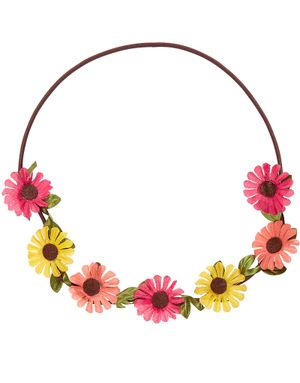 Farverig Blomsterkrans med Strik