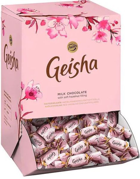 3 kg Geisha Milk Chocolate - Melkchokoladebiter med Hasselnødfyld i Dispenseræske