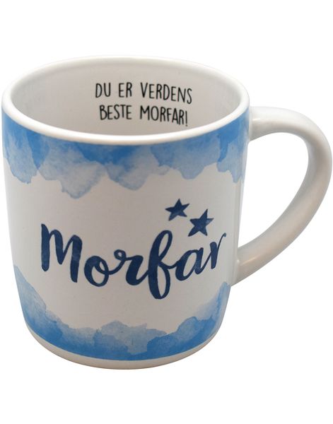 Verdens Beste Morfar - Hvidt og Blåt Krus med Tekst