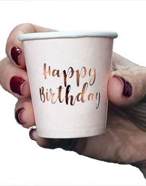 10 stk "Happy Birthday" Roséguld Shotglas i Papir