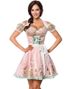 Lys Rosa Dirndl Oktoberfestkjole i Luksuskvalitet med Utformet Blomster på Forkle