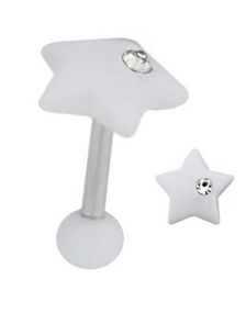 Candy Star Tragus/Helix White - Strl 1.2 x 8 mm