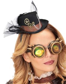 Steampunk Mini Høj Hat med Slør og Tandhjul
