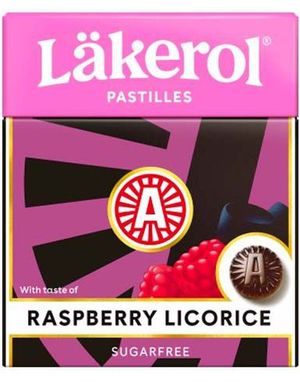 1 stk Läkerol Sukkerfri Hindbærlakrids / Sukkerfri Pastiller med Hindbærlakrids 25 gram