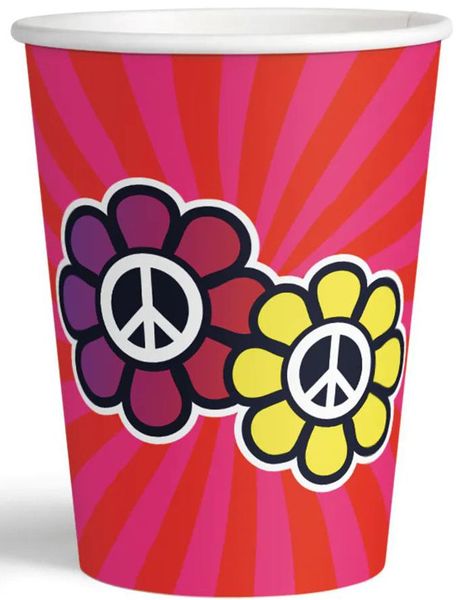 8 stk Pappkrus 250 ml - Flower Power