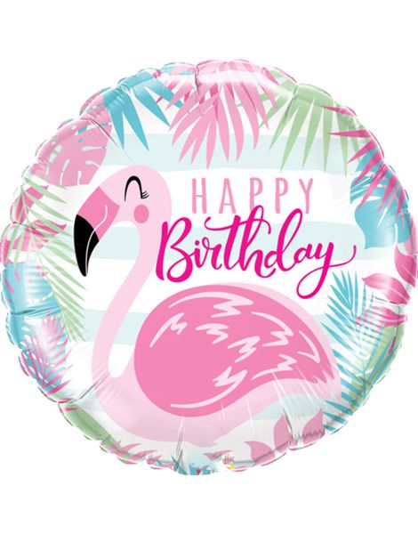 Happy Birthday Folieballon med Flamingo Motiv 46 cm