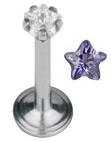 Labret Piercing med Stjerneformet Lilla Sten
