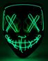 Svart Maske med Grønt LED-Lys - 3 Lys Innstillinger
