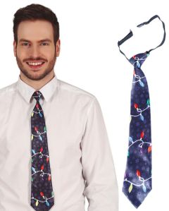 Blått Slips med Julemotiver 36 cm