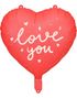 Love You - Hjerteformet Rød Folieballong med Tekst 45 cm