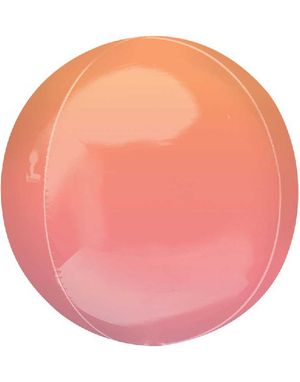 Rød og Orange Ombre Orbz Folieballon 38 cm