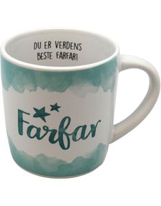 Verdens Beste Farfar - Hvidt og Turkis Krus med Tekst