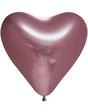 6 stk 30 cm - Glossy Rose Gullfarget Hjerteballonger