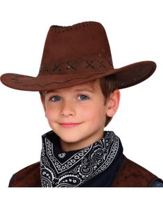 Mørk Brun Cowboyhatt med Sømdetaljer til Barn