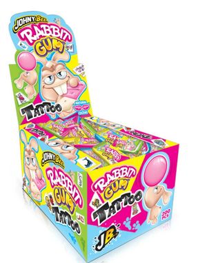 200 stk Rabbit Gum - Tutti Frutti Tyggegummi med Midlertidig Tatovering - Hel Eske 1 kg