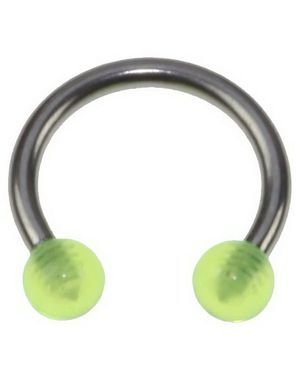 Rund Øjenbrynspiercing med Gule Kugler - 1.2 x 8 mm
