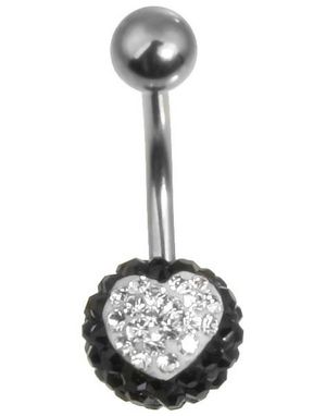 Sparkling Heart Navlepiercing - Sort/Hvid