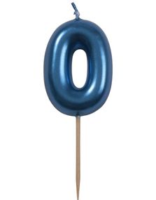 Tallet 0 - Metallisk Blått Kakelys - Liten 5 cm