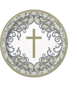 8 stk Flotte Papptallerkener med Gullkors 22 cm - Gold Cross