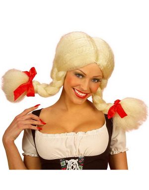 Tyroler Paryk Blond med Sløjfer