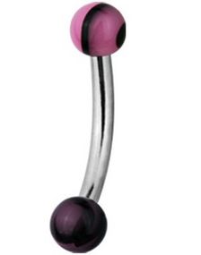 Magic Pink and Black Stone - 1.2 x 8 mm Øjenbrynspiercing