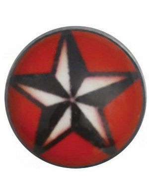 Special Stjerne Rød/Sort/Hvid - Dermal Anchor 4 mm Kugle med 1,2 mm gevind